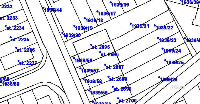 Parcela st. 2696 v KÚ Litomyšl, Katastrální mapa