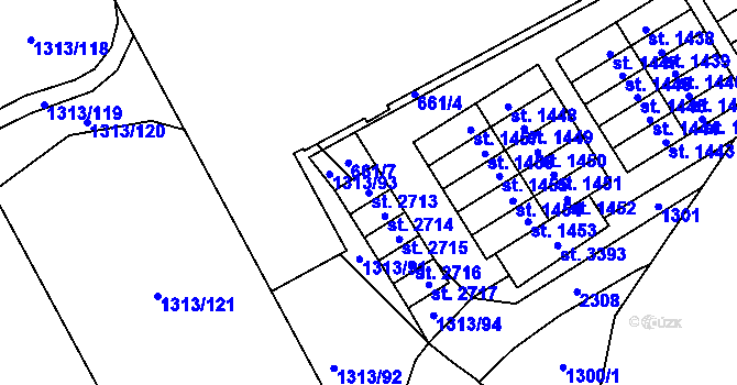 Parcela st. 2713 v KÚ Litomyšl, Katastrální mapa