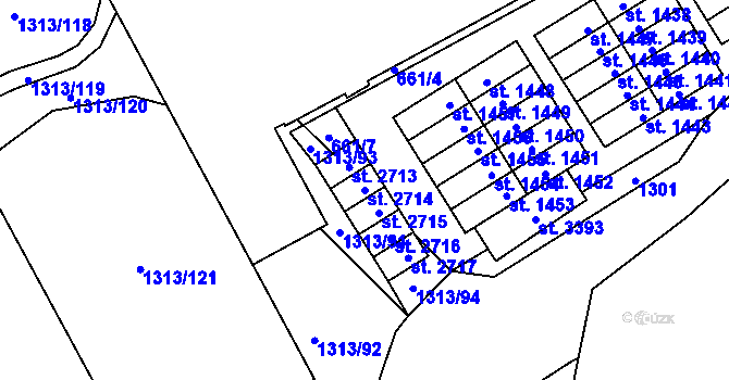 Parcela st. 2714 v KÚ Litomyšl, Katastrální mapa