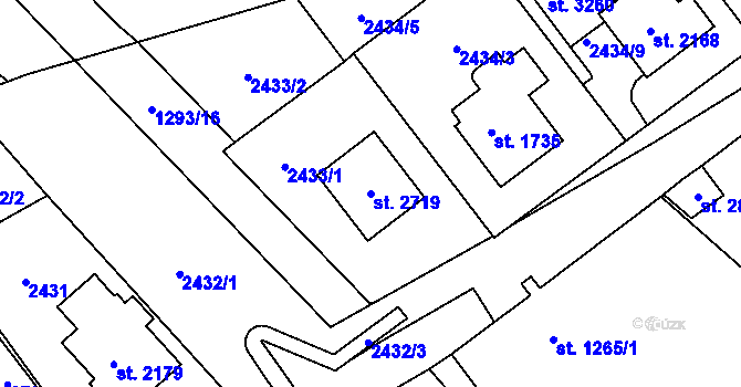 Parcela st. 2719 v KÚ Litomyšl, Katastrální mapa
