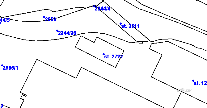 Parcela st. 2722 v KÚ Litomyšl, Katastrální mapa