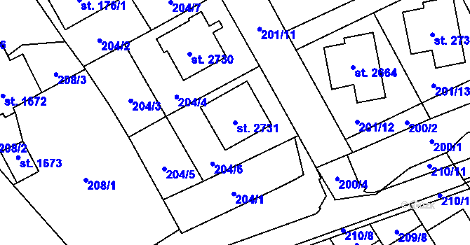 Parcela st. 2731 v KÚ Litomyšl, Katastrální mapa