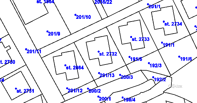 Parcela st. 2732 v KÚ Litomyšl, Katastrální mapa