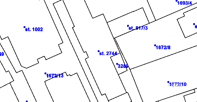 Parcela st. 2744 v KÚ Litomyšl, Katastrální mapa