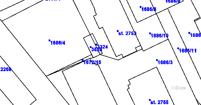 Parcela st. 2754/2 v KÚ Litomyšl, Katastrální mapa