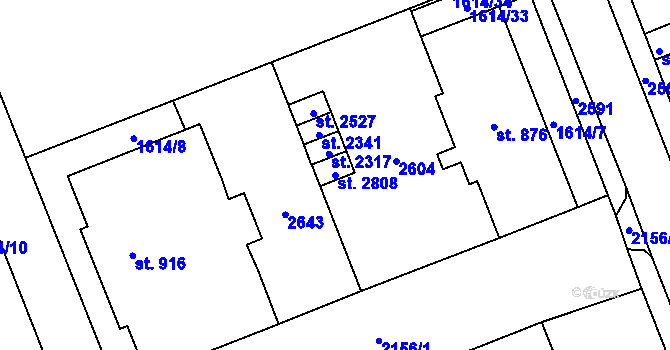 Parcela st. 2808 v KÚ Litomyšl, Katastrální mapa
