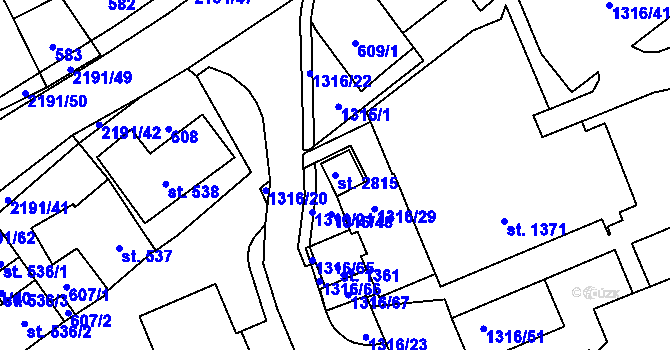 Parcela st. 2815 v KÚ Litomyšl, Katastrální mapa