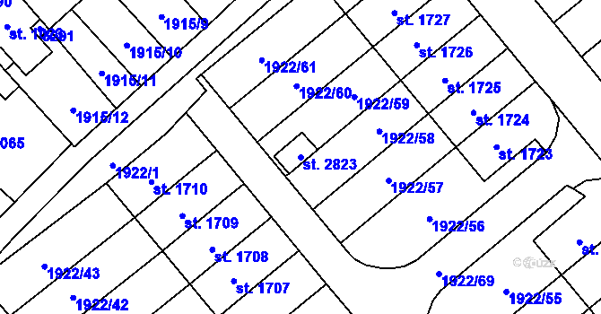 Parcela st. 2823 v KÚ Litomyšl, Katastrální mapa