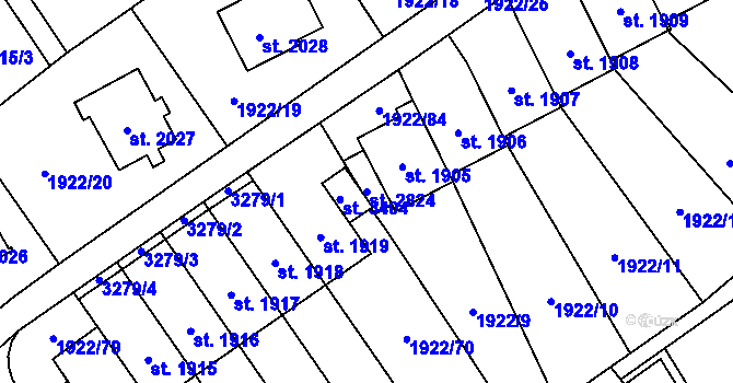 Parcela st. 2824 v KÚ Litomyšl, Katastrální mapa