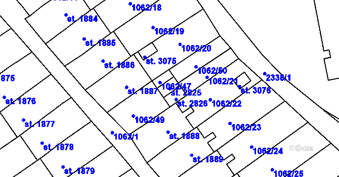 Parcela st. 2825 v KÚ Litomyšl, Katastrální mapa