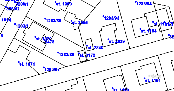 Parcela st. 2840 v KÚ Litomyšl, Katastrální mapa