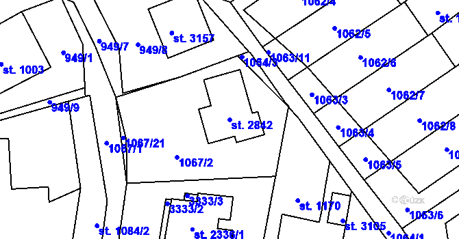 Parcela st. 2842 v KÚ Litomyšl, Katastrální mapa
