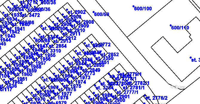 Parcela st. 2852 v KÚ Litomyšl, Katastrální mapa