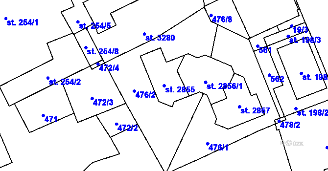 Parcela st. 2855 v KÚ Litomyšl, Katastrální mapa