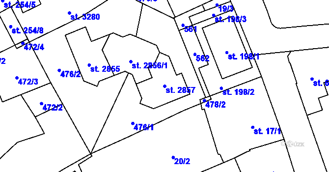 Parcela st. 2857 v KÚ Litomyšl, Katastrální mapa