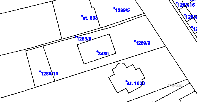 Parcela st. 2864 v KÚ Litomyšl, Katastrální mapa