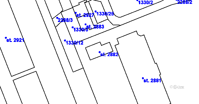 Parcela st. 2882 v KÚ Litomyšl, Katastrální mapa