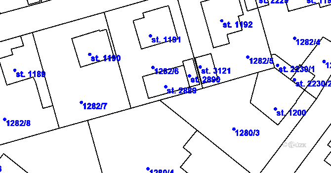 Parcela st. 2889 v KÚ Litomyšl, Katastrální mapa