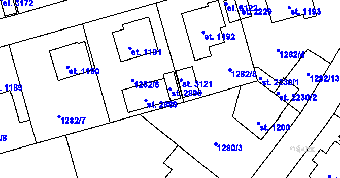 Parcela st. 2890 v KÚ Litomyšl, Katastrální mapa