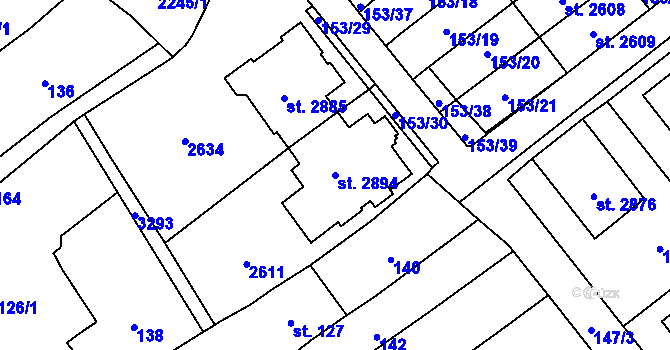 Parcela st. 2894 v KÚ Litomyšl, Katastrální mapa