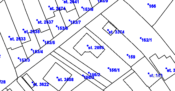 Parcela st. 2895 v KÚ Litomyšl, Katastrální mapa