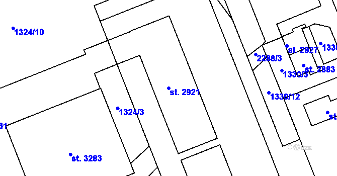 Parcela st. 2921 v KÚ Litomyšl, Katastrální mapa