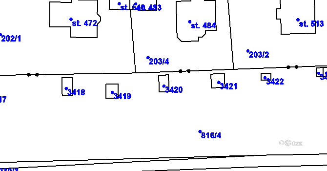 Parcela st. 2975 v KÚ Litomyšl, Katastrální mapa
