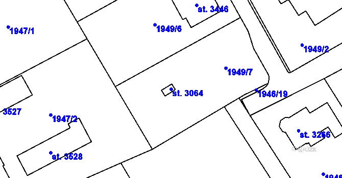 Parcela st. 3064 v KÚ Litomyšl, Katastrální mapa