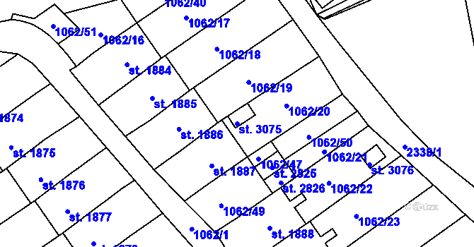 Parcela st. 3075 v KÚ Litomyšl, Katastrální mapa