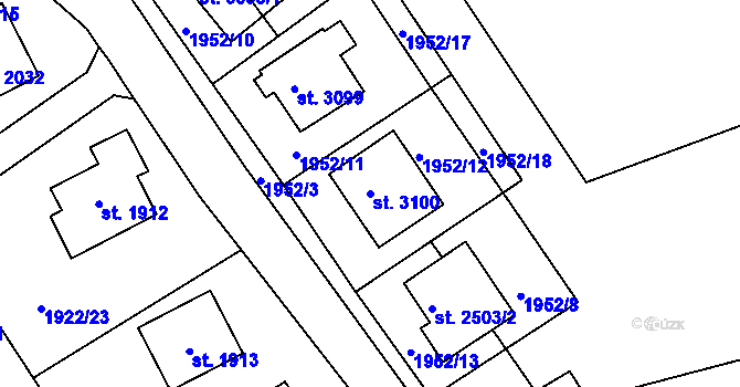 Parcela st. 3100 v KÚ Litomyšl, Katastrální mapa