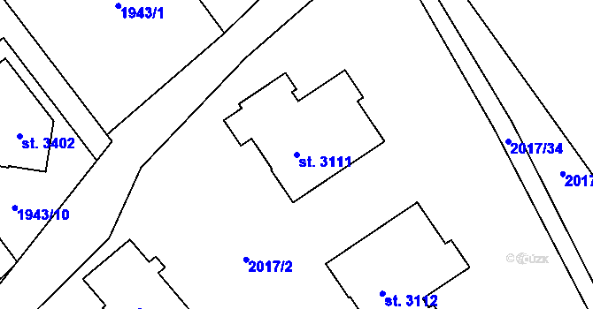 Parcela st. 3111 v KÚ Litomyšl, Katastrální mapa