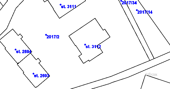 Parcela st. 3112 v KÚ Litomyšl, Katastrální mapa