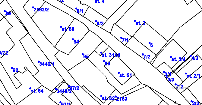 Parcela st. 3114 v KÚ Litomyšl, Katastrální mapa