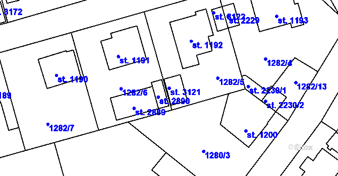 Parcela st. 3121 v KÚ Litomyšl, Katastrální mapa