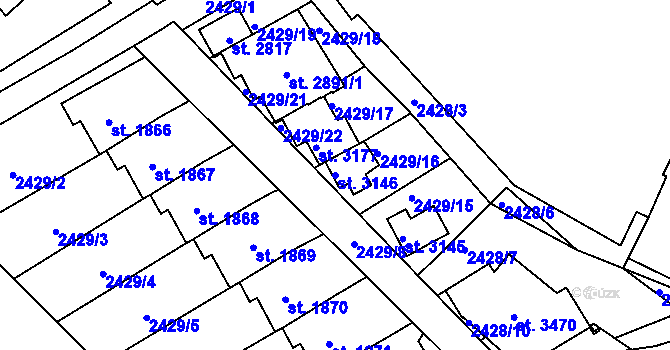 Parcela st. 3146 v KÚ Litomyšl, Katastrální mapa