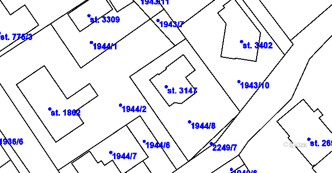 Parcela st. 3147 v KÚ Litomyšl, Katastrální mapa
