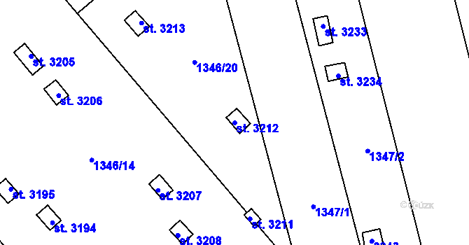 Parcela st. 3212 v KÚ Litomyšl, Katastrální mapa
