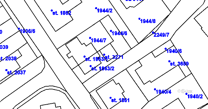 Parcela st. 3271 v KÚ Litomyšl, Katastrální mapa