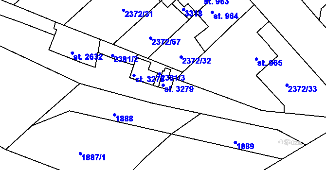 Parcela st. 3279 v KÚ Litomyšl, Katastrální mapa