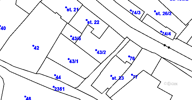 Parcela st. 43/2 v KÚ Litomyšl, Katastrální mapa