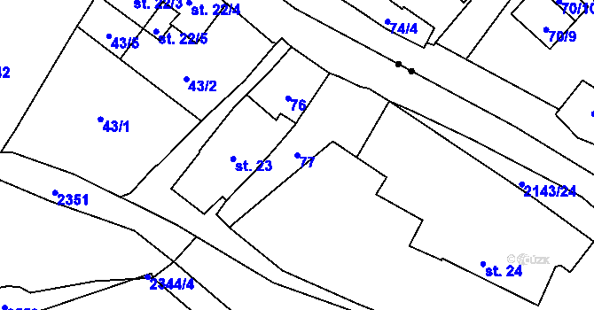 Parcela st. 77 v KÚ Litomyšl, Katastrální mapa