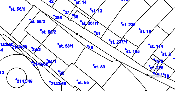 Parcela st. 86 v KÚ Litomyšl, Katastrální mapa
