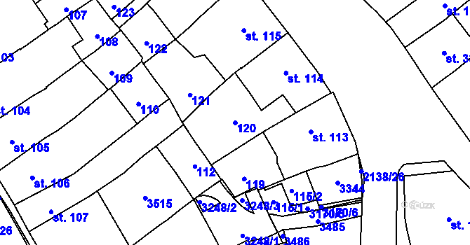 Parcela st. 120 v KÚ Litomyšl, Katastrální mapa