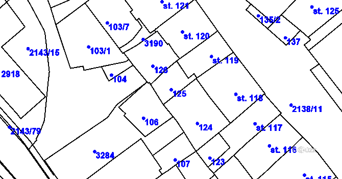 Parcela st. 125 v KÚ Litomyšl, Katastrální mapa