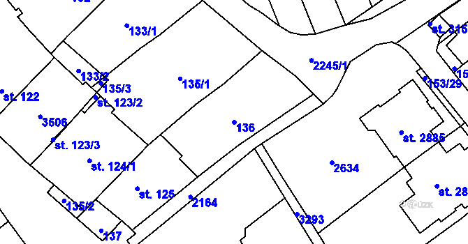 Parcela st. 136 v KÚ Litomyšl, Katastrální mapa