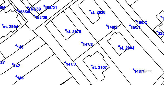 Parcela st. 147/2 v KÚ Litomyšl, Katastrální mapa