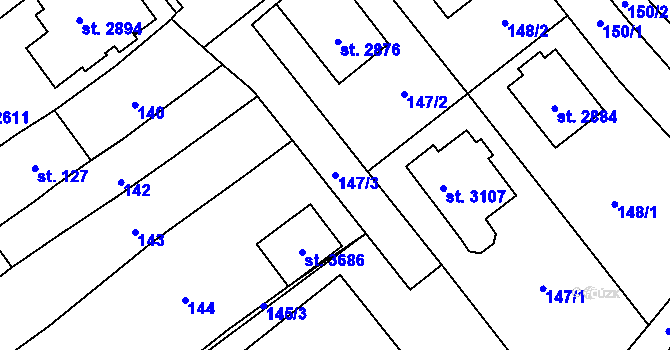 Parcela st. 147/3 v KÚ Litomyšl, Katastrální mapa