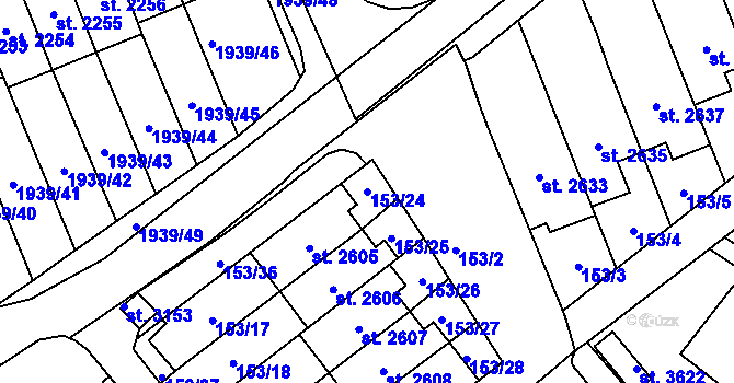 Parcela st. 153/24 v KÚ Litomyšl, Katastrální mapa
