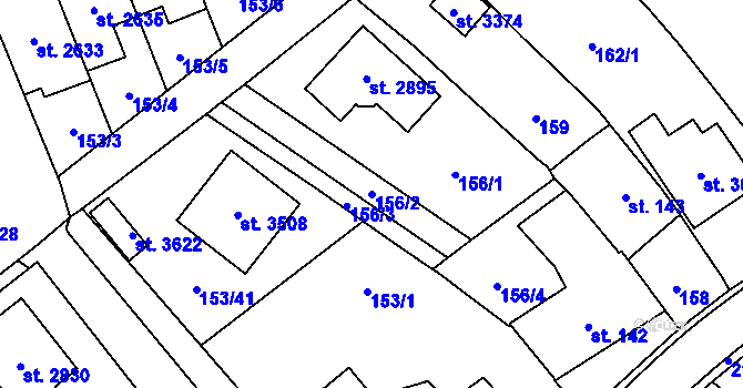 Parcela st. 156/2 v KÚ Litomyšl, Katastrální mapa