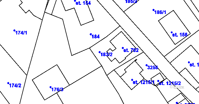 Parcela st. 183/2 v KÚ Litomyšl, Katastrální mapa
